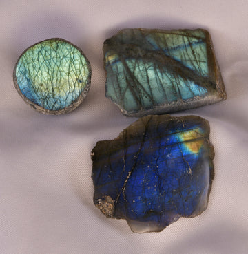 Mesmerizing Labradorite crystal displaying its striking iridescence, symbolizing deep spiritual transformation and protection.