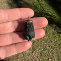 Black Tektite Crystal Pendant, Handcrafted Black Tektite Pendant for spiritual growth, Cosmic energy Black Tektite Crystal Necklace, Protective Black Tektite Pendant with grounding properties