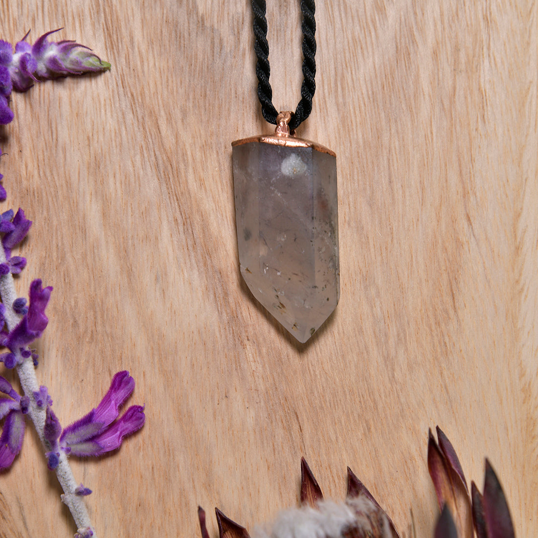 Chlorite Quartz Pendant + Hematite & Rutile Inclusions