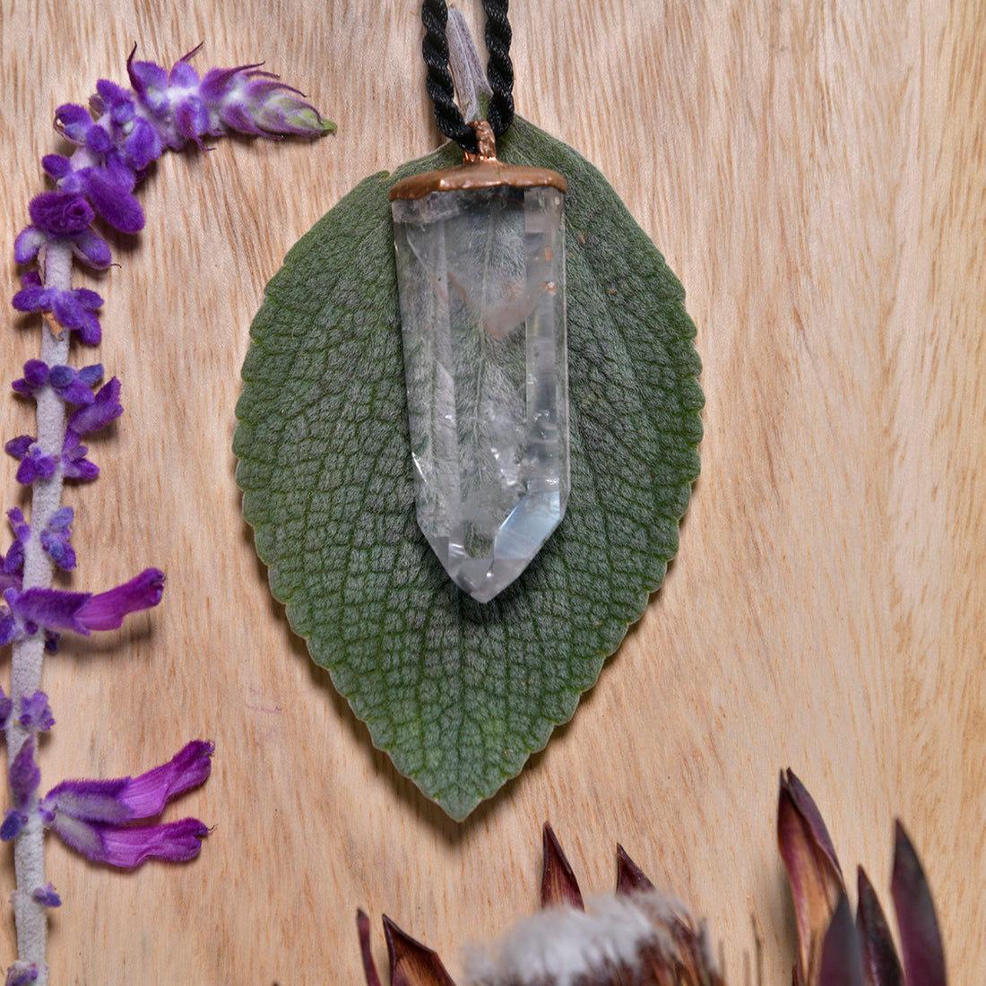 "Handcrafted Hematoid Phantom Quartz pendant, copper electroformed esoteric crystal jewelry, healing stone necklace"