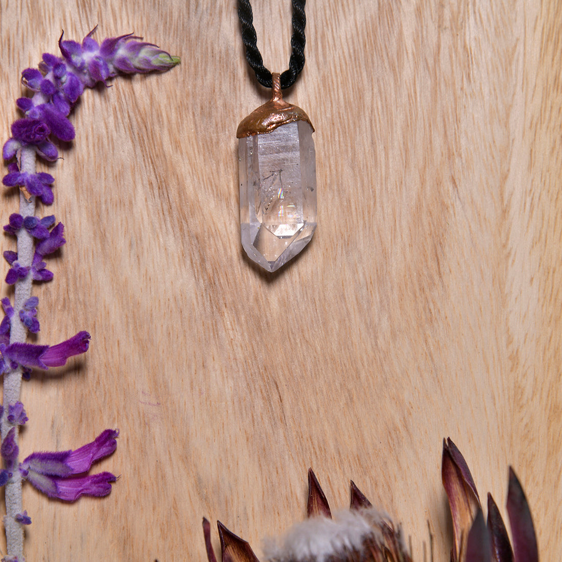 Clear Quartz Twin & Hematite: Balance & Strength