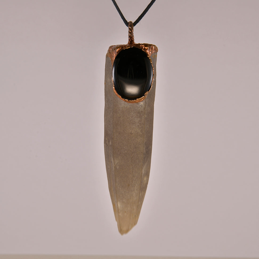 Smokey Quartz and Onyx Crystal Pendant – Protective and Grounding Jewelry for Stress Relief and Emotional Stability