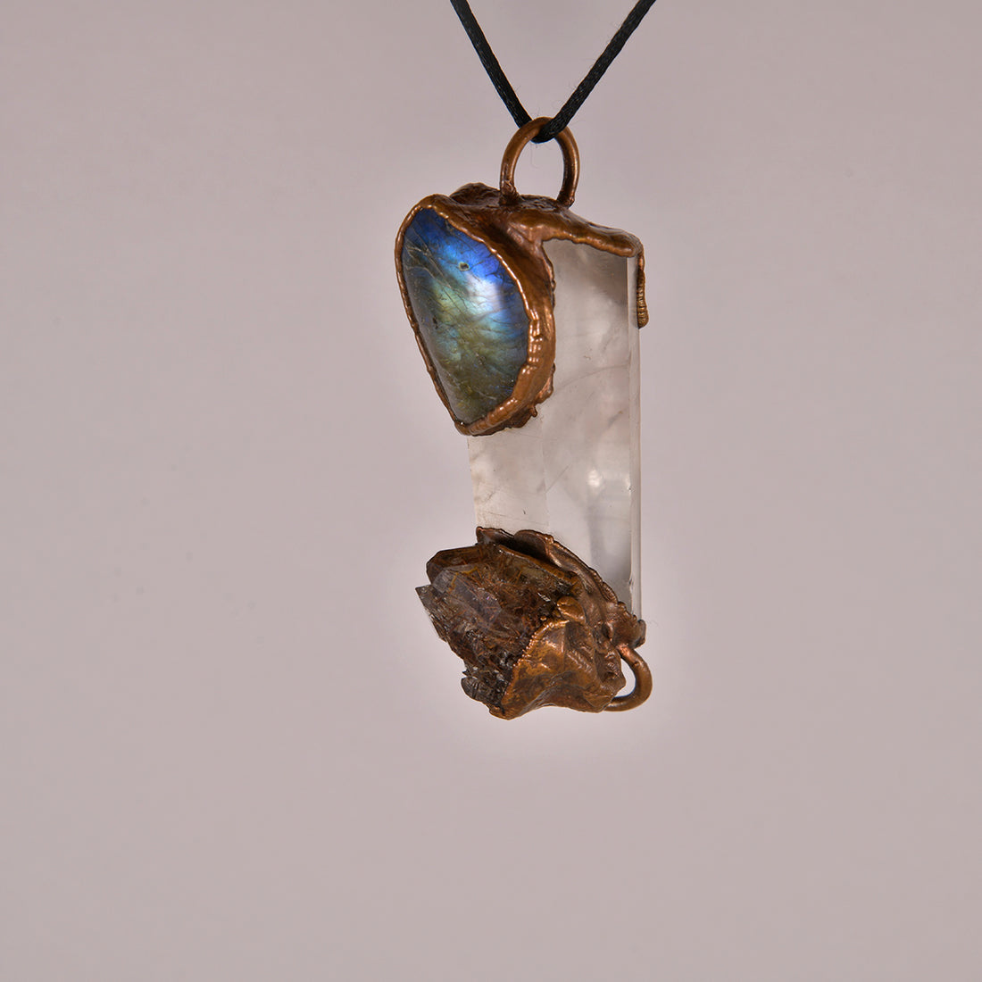 Clear Quartz with Red Rutile and Labradorite for Enhanced Focus and Intuition