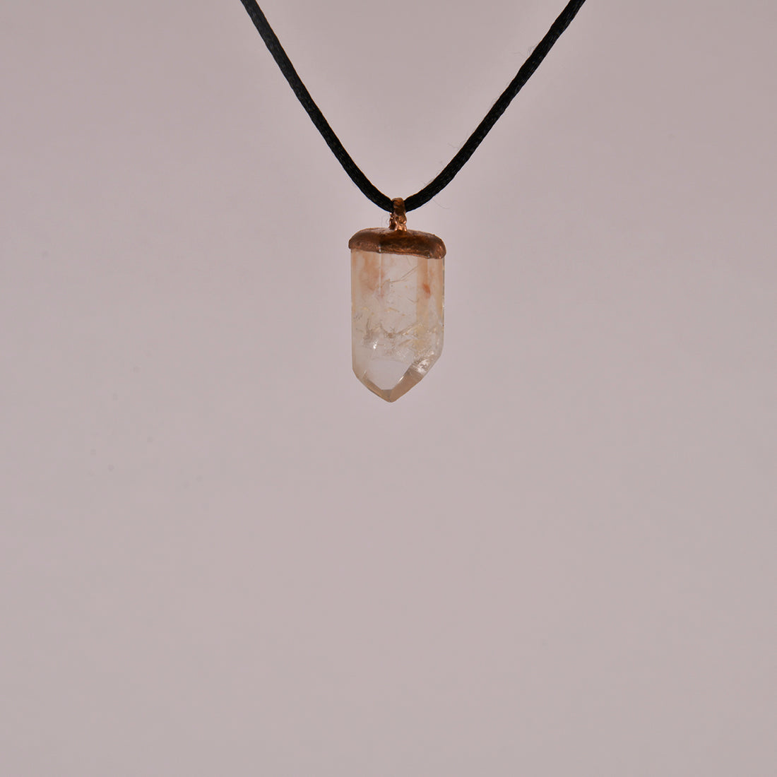 "Handcrafted copper electroformed Hematoid Quartz pendant, esoteric crystal jewelry"