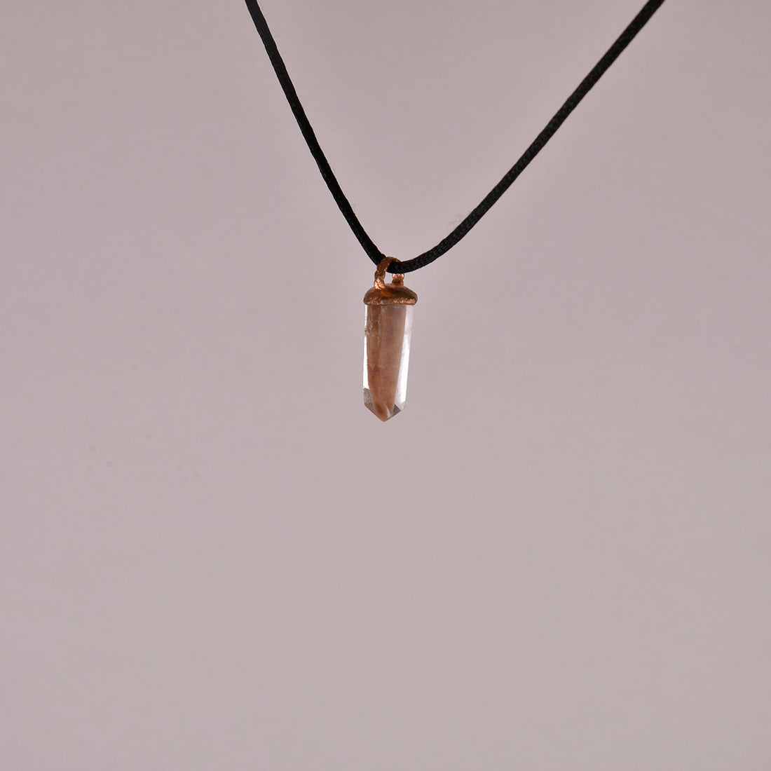 "Handcrafted Hematoid Phantom Quartz pendant, copper electroformed esoteric crystal jewelry, healing stone necklace"