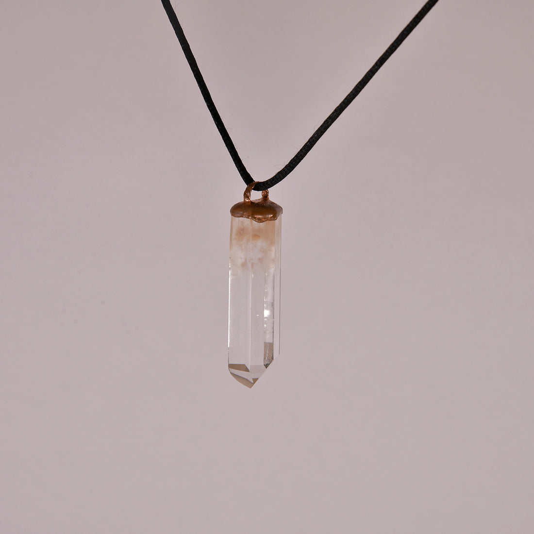 "Handcrafted copper electroformed Hematoid Quartz pendant, esoteric crystal jewelry"