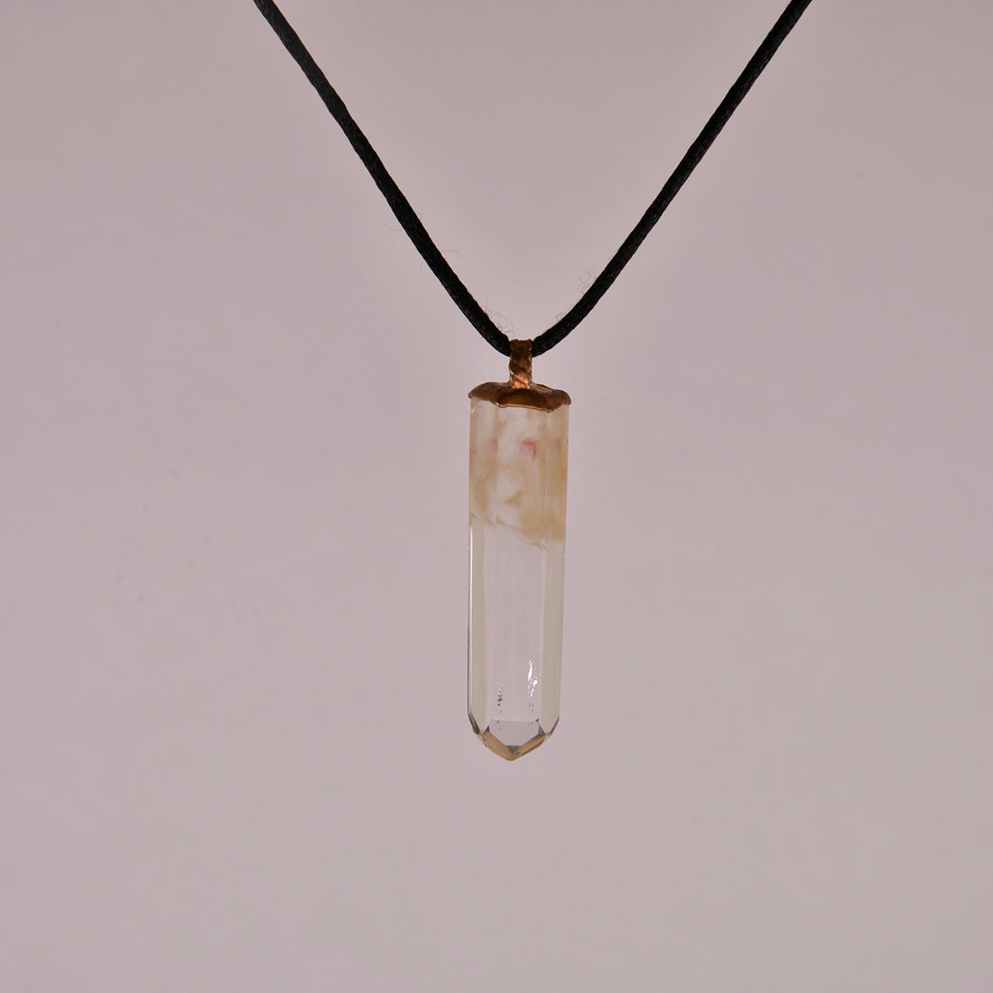 "Handcrafted copper electroformed Hematoid Quartz pendant, esoteric crystal jewelry"