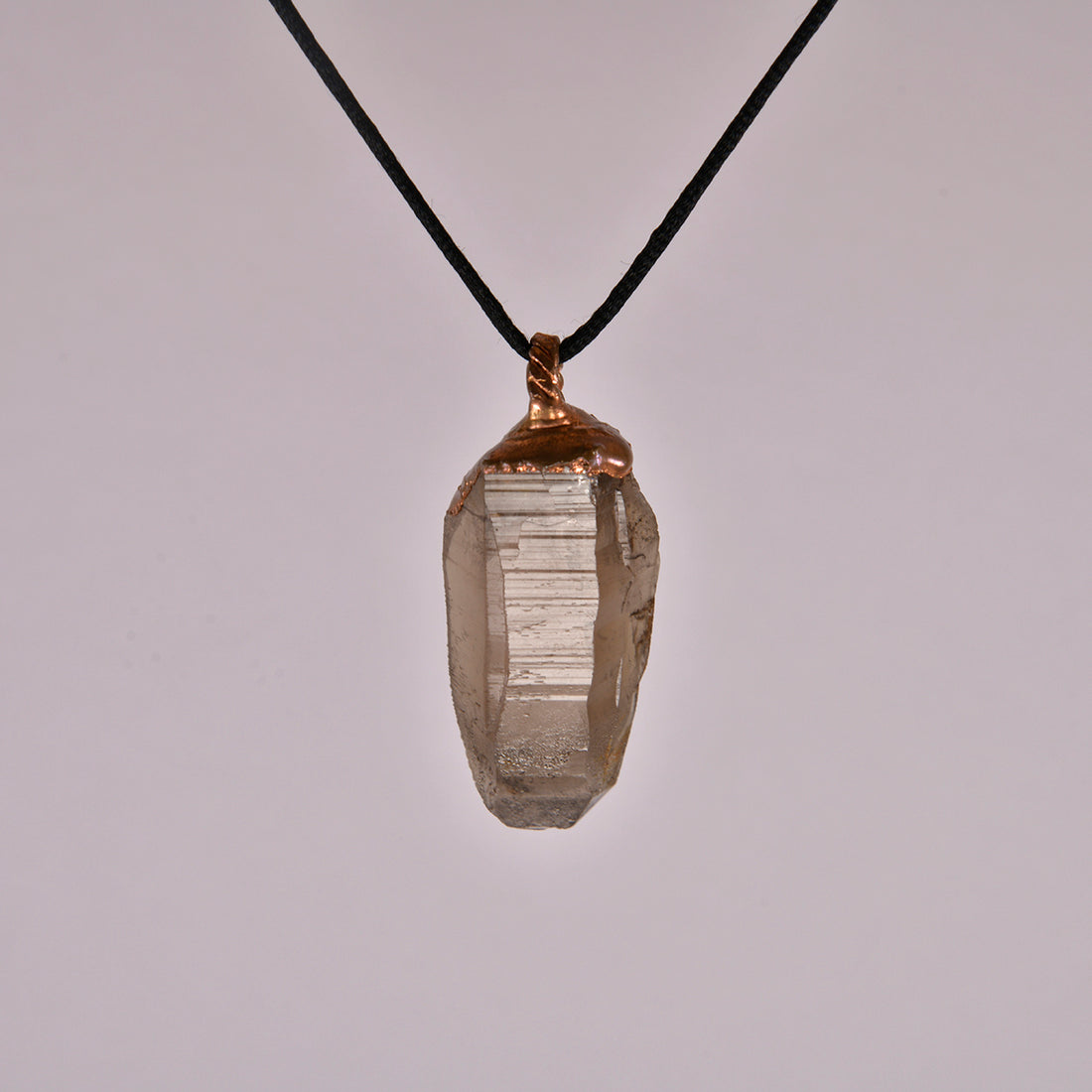 "Handcrafted Lemurian Smokey Quartz Pendant - Copper Electroformed Crystal Jewelry"