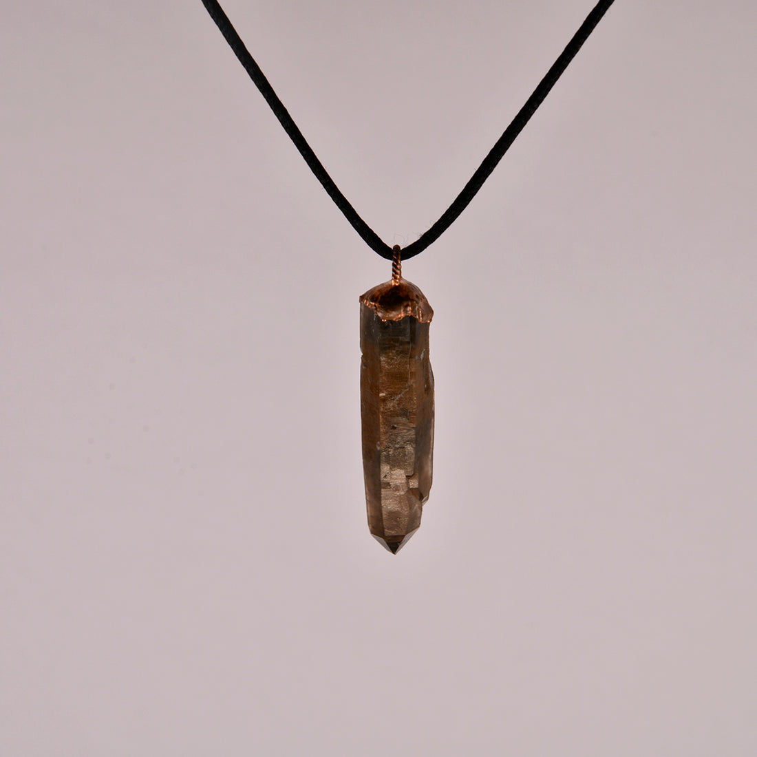 "Handcrafted Smoky Rutile Quartz Pendant by Star Das Creations - Unique copper electroformed esoteric crystal jewelry featuring natural smoky quartz with rutile inclusions. Perfect for enhancing spiritual energy and grounding."