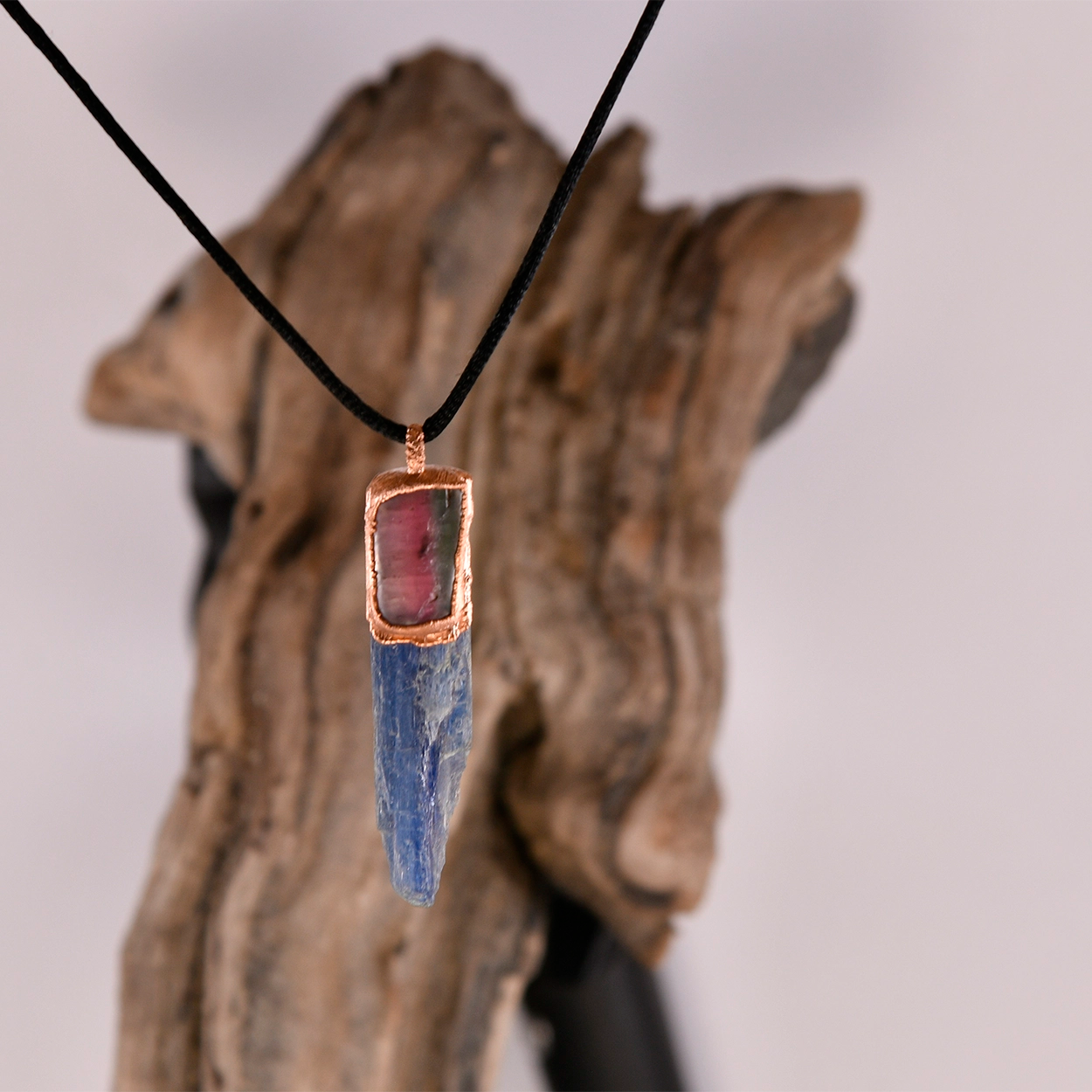 Blue Kyanite + Watermelon Tourmaline Pendant