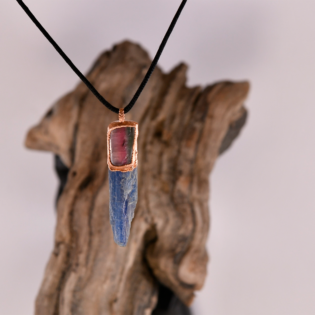 Blue Kyanite + Watermelon Tourmaline Pendant