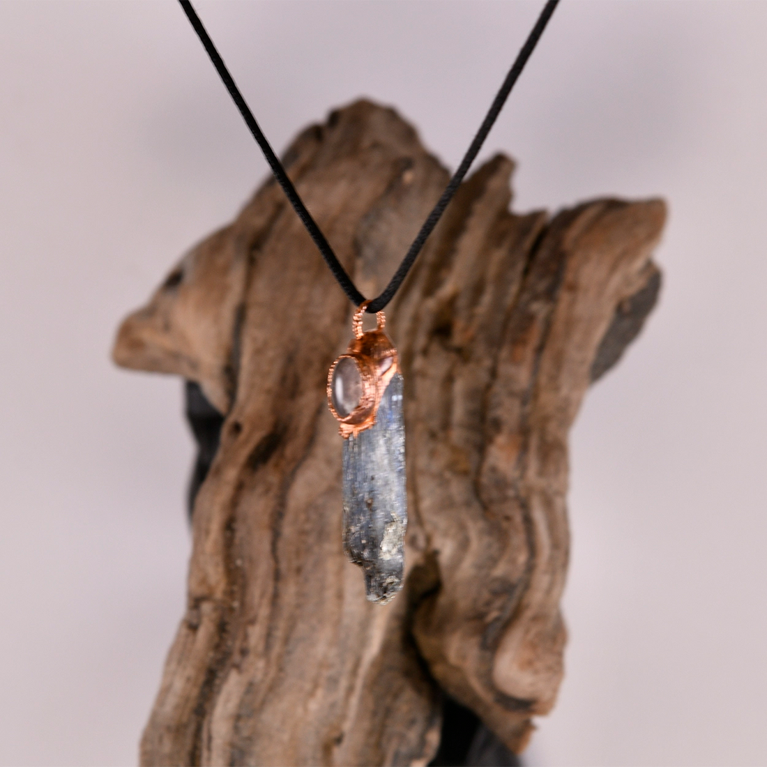 Blue Kyanite + Rose Quartz Pendant