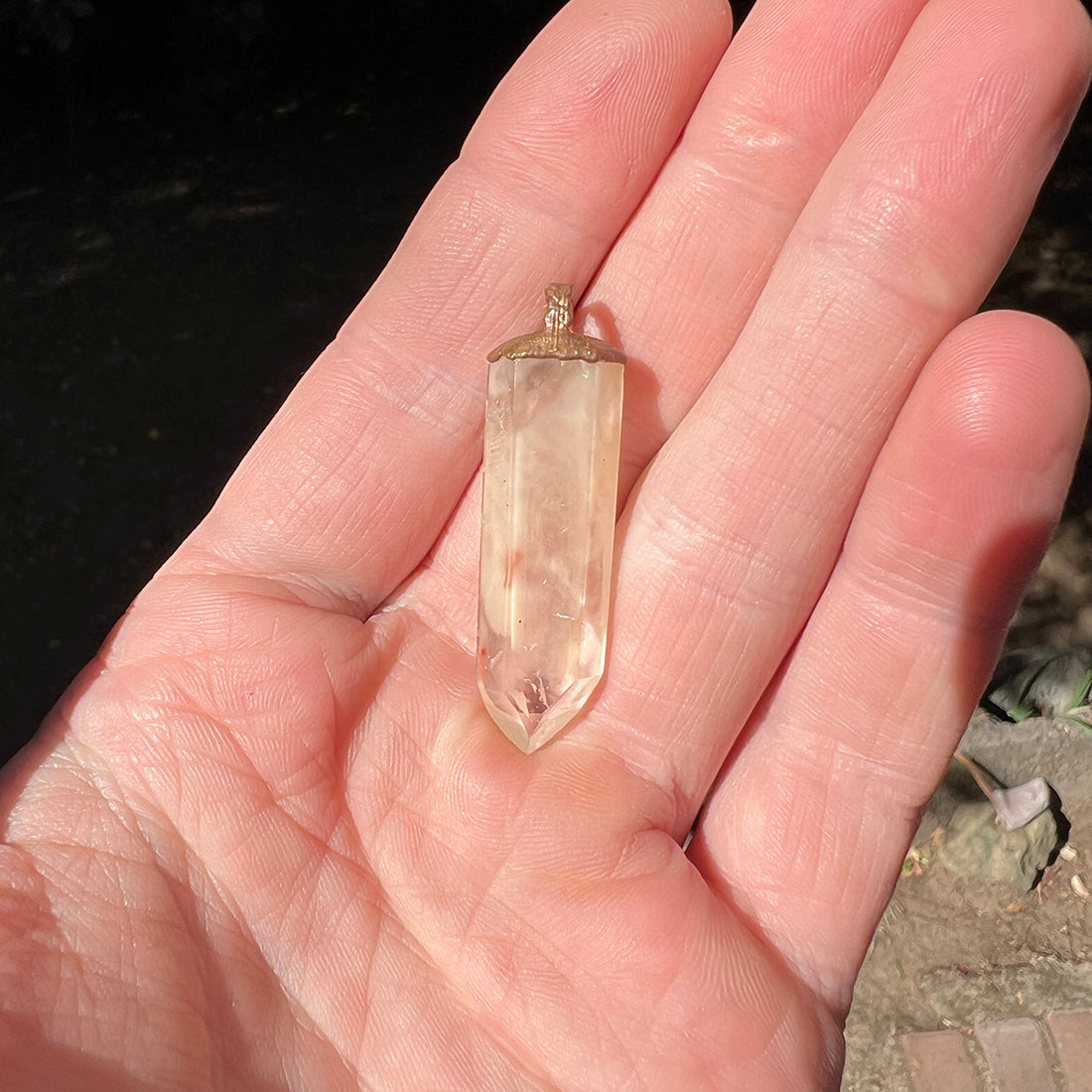 "Handcrafted copper electroformed Hematoid Quartz pendant, esoteric crystal jewelry"