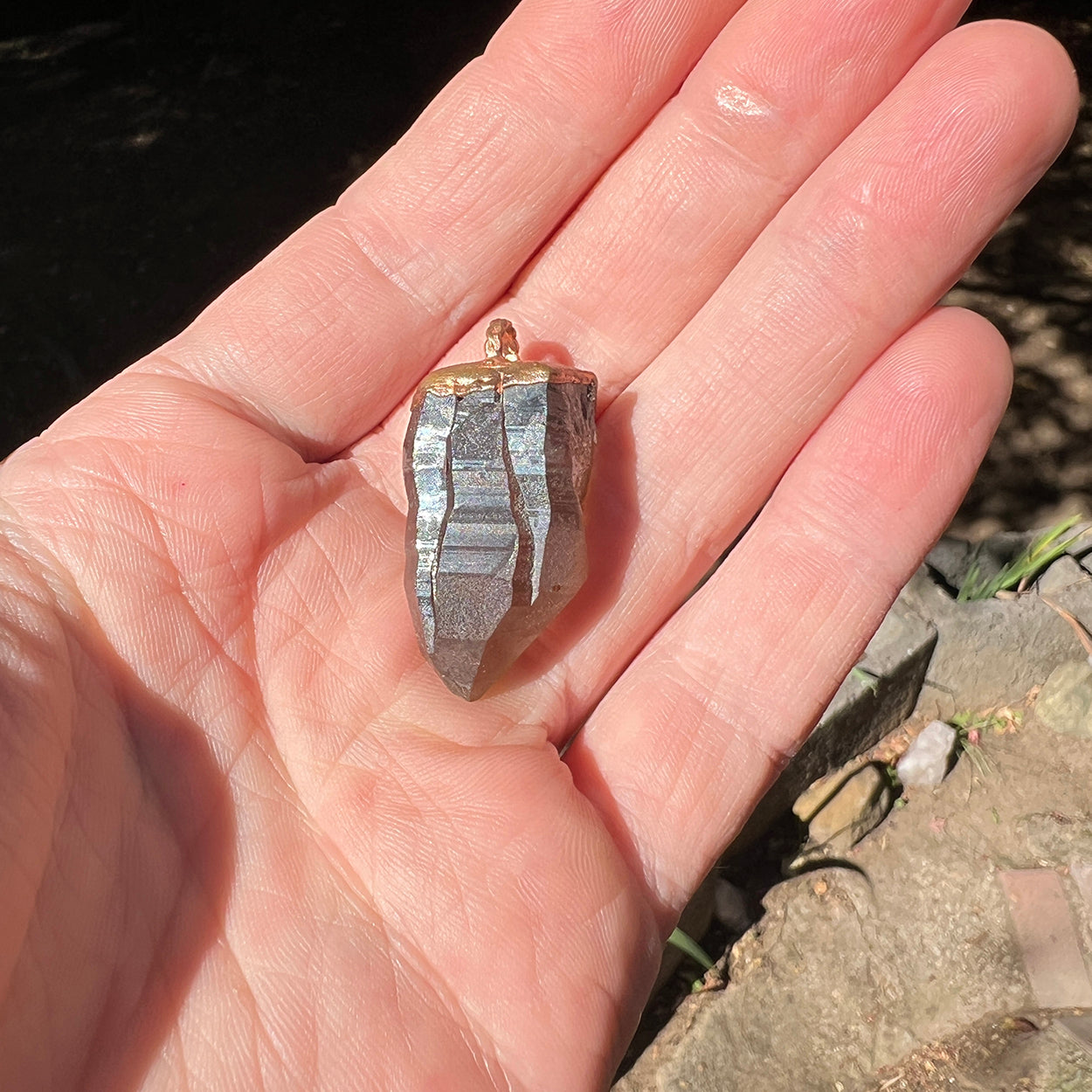 Lemurian Skeletal Smoky Quartz Crystal Pendant