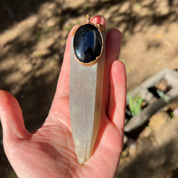 Smokey Quartz and Onyx Crystal Pendant – Protective and Grounding Jewelry for Stress Relief and Emotional Stability