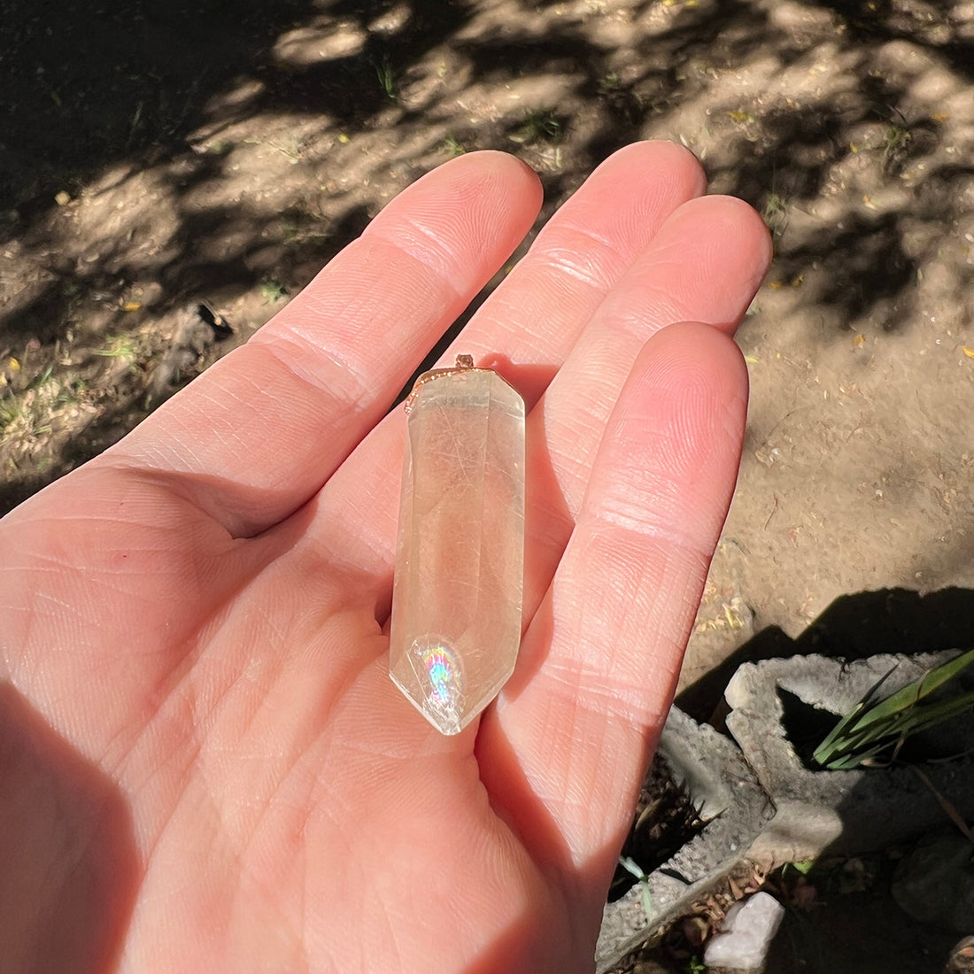 Red Rutilated Quartz Pendant with Rainbow Inclusions - Healing Crystal Pendant