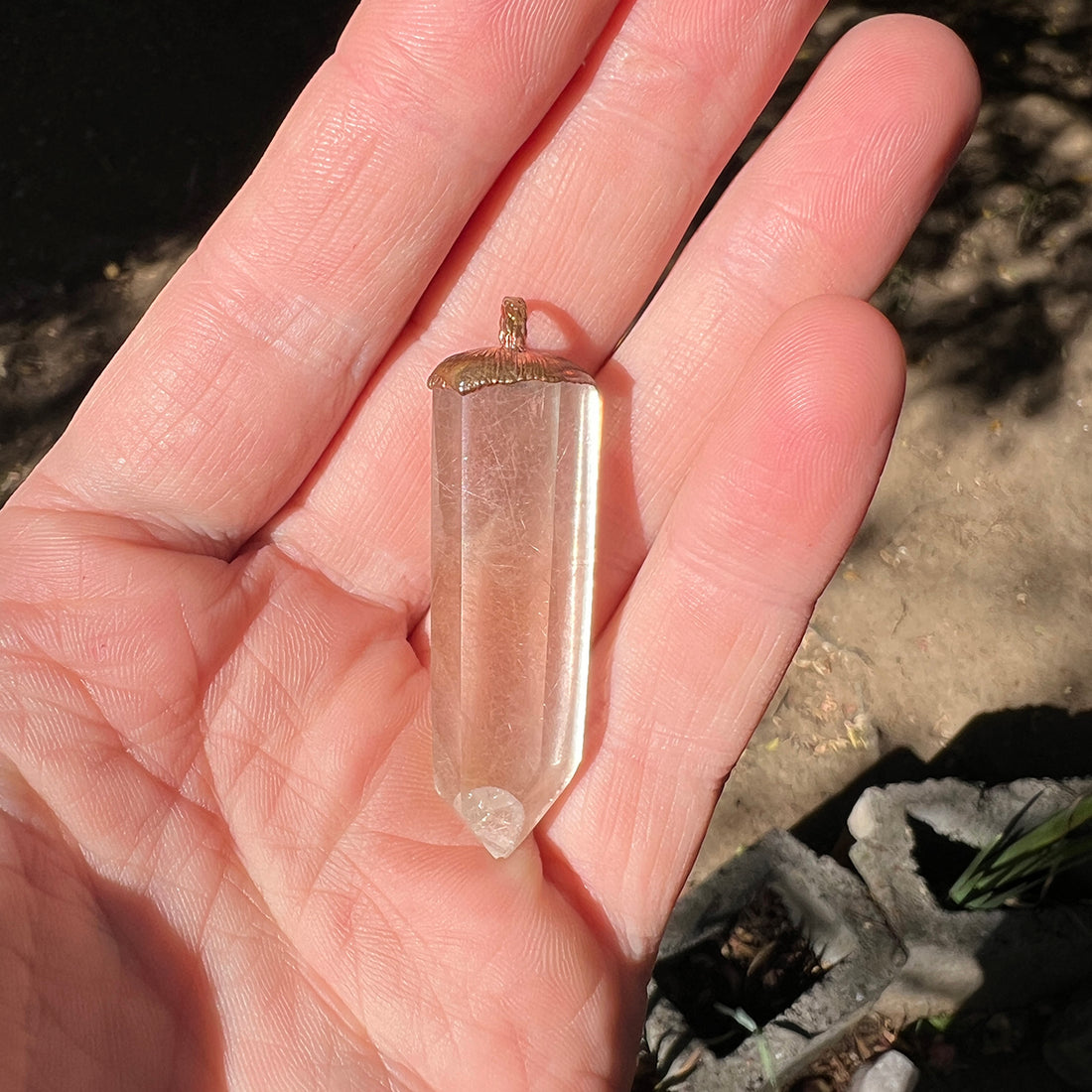 Red Rutilated Quartz Pendant with Rainbow Inclusions - Healing Crystal Pendant