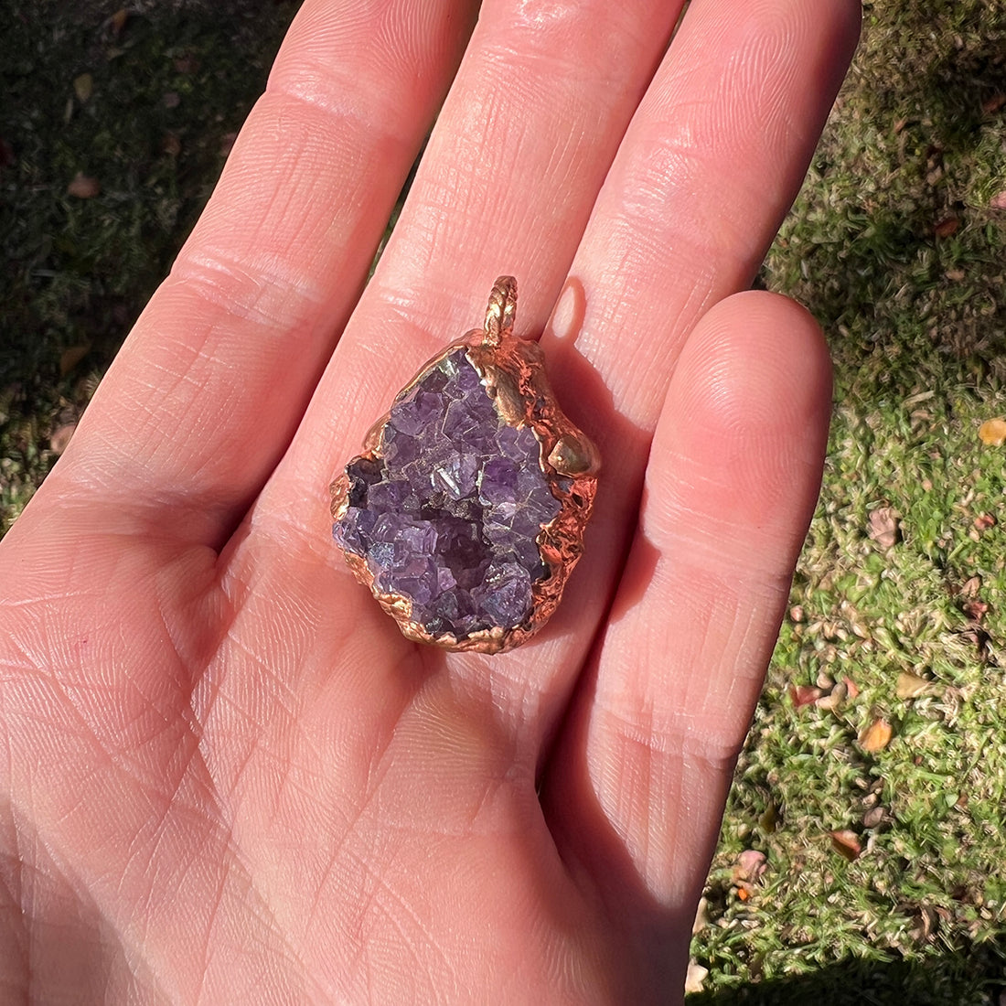  "Unique Amethyst Cluster Pendant in Copper Electroforming - Star Das Creations Esoteric Jewellery"