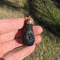 Black Tektite Crystal Pendant, Handcrafted Black Tektite Pendant for spiritual growth, Cosmic energy Black Tektite Crystal Necklace, Protective Black Tektite Pendant with grounding properties