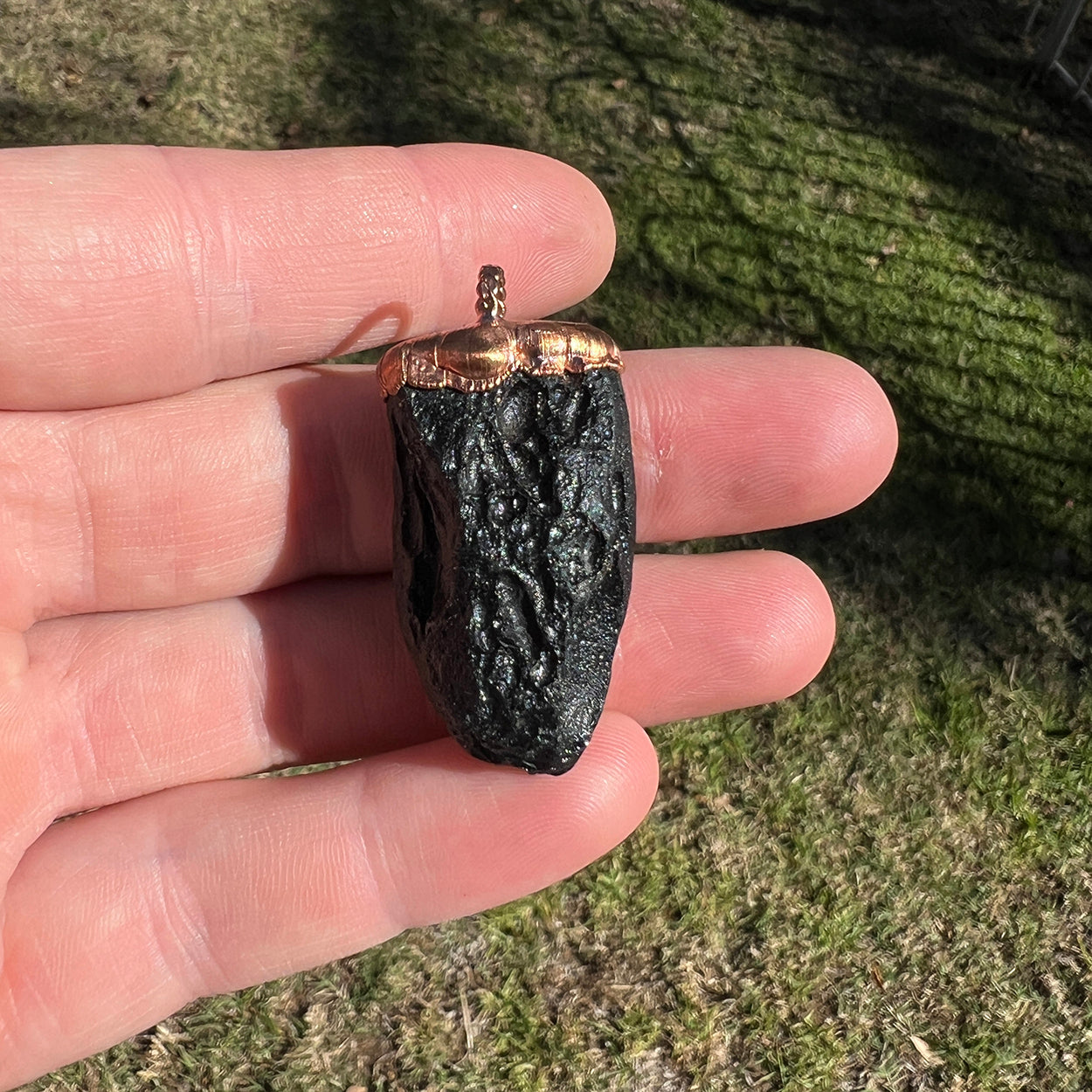 Black Tektite Crystal Pendant, Handcrafted Black Tektite Pendant for spiritual growth, Cosmic energy Black Tektite Crystal Necklace, Protective Black Tektite Pendant with grounding properties