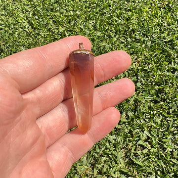 "Handcrafted copper electroformed Hematoid Quartz pendant, showcasing natural crystal inclusions, esoteric healing jewelry"