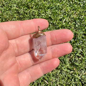 Clear Quartz Twin & Hematite: Balance & Strength