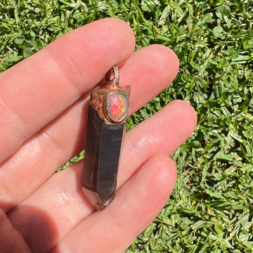 Smoky Quartz with Ethiopian Welo Opal