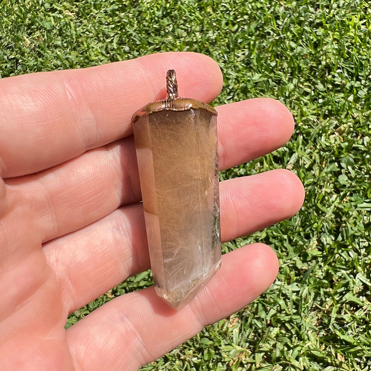 Chlorite Quartz Pendant + Golden Rutile: Transformation & Purity